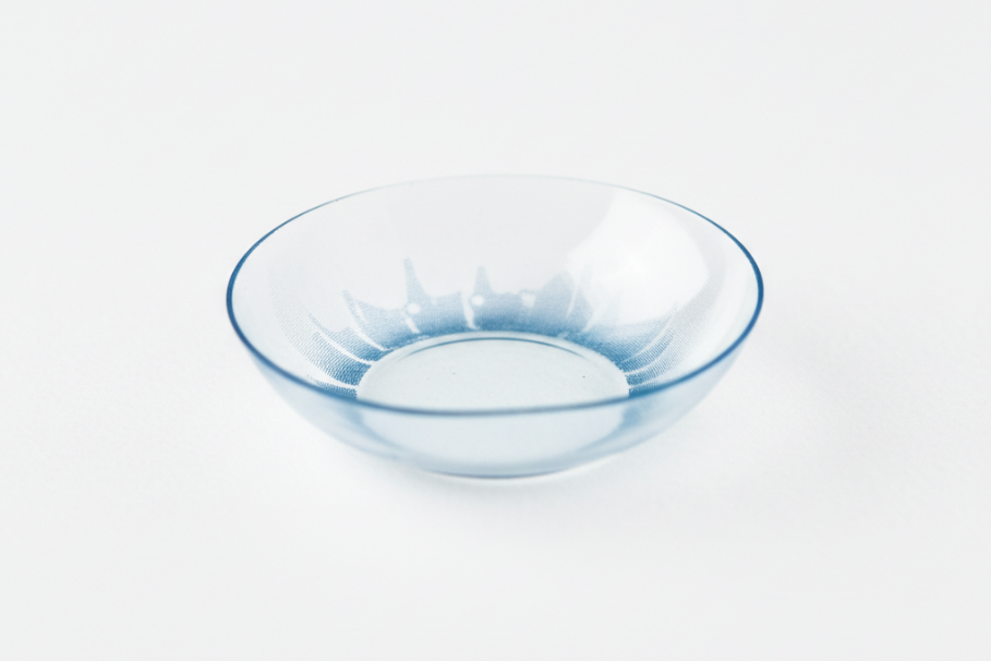 Clear glass bowl on a light gray background